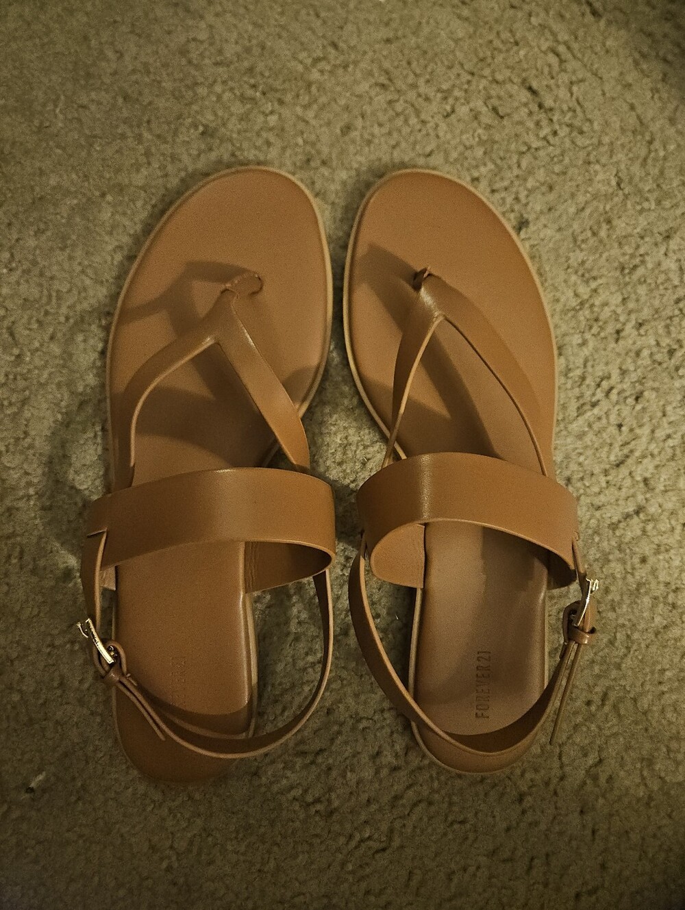 Forever 21 Cognac Tan Two-Strap Slingback Sandals